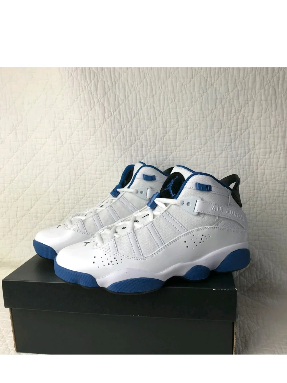 Size 12 - Air Jordan 6 Rings White Dark Marina Blue,Smooth Shoes